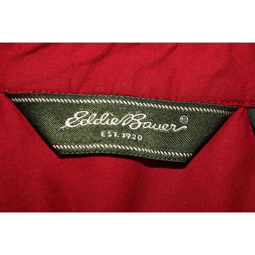 Eddie Bauer Corduroy L/S Button Up Shirt Shacket Womens M Petite Red 100% Cotton - Picture 10 of 12